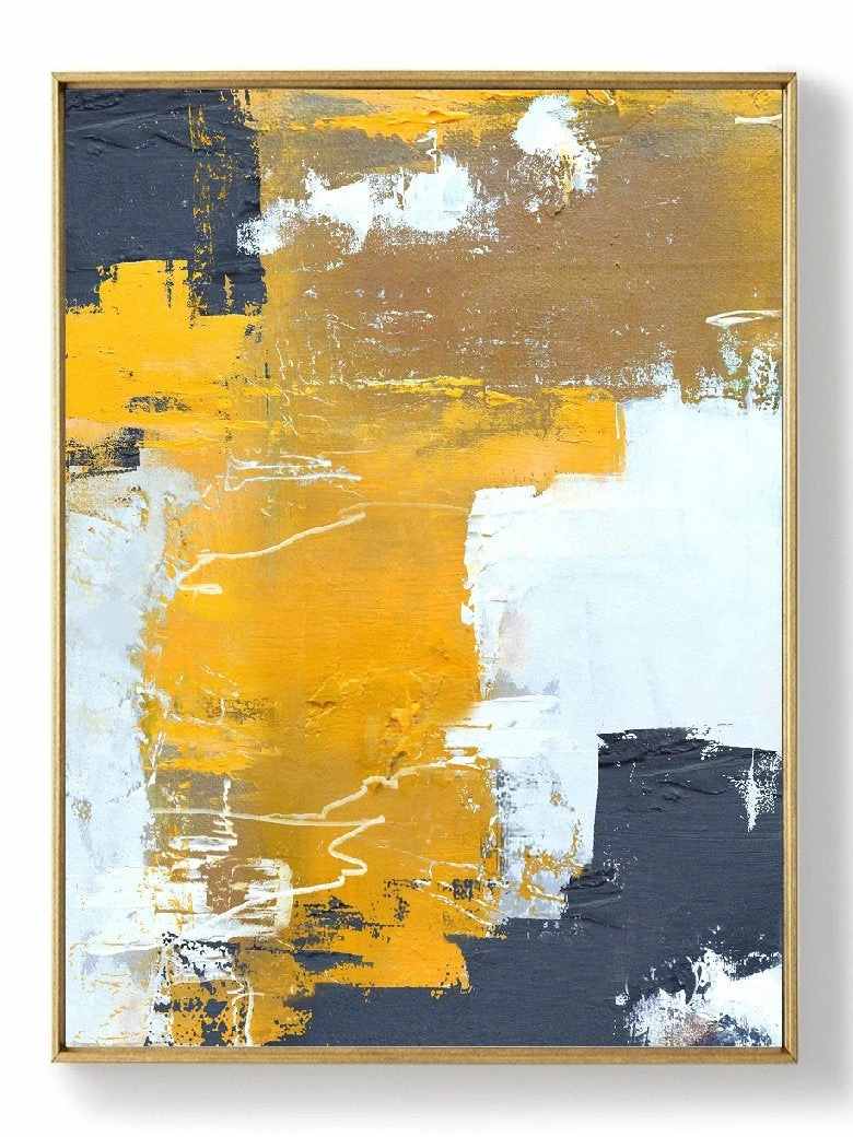 Yellow Painting Orange Hallway Abstract Canvas Artwork 2VR7A wall art